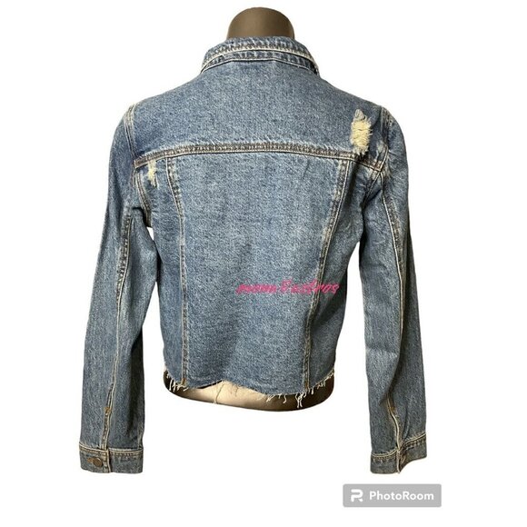 Industry Women's Cropped Jean Jacket Medium Indigo Wash Sz Medium NWT Jeans‎ - Picture 5 of 5
